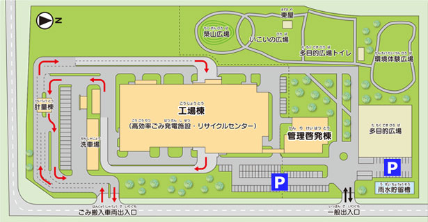 施設配置、駐車場案内図